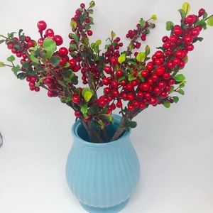 7 inch H blue ceramic flower vase for home decor